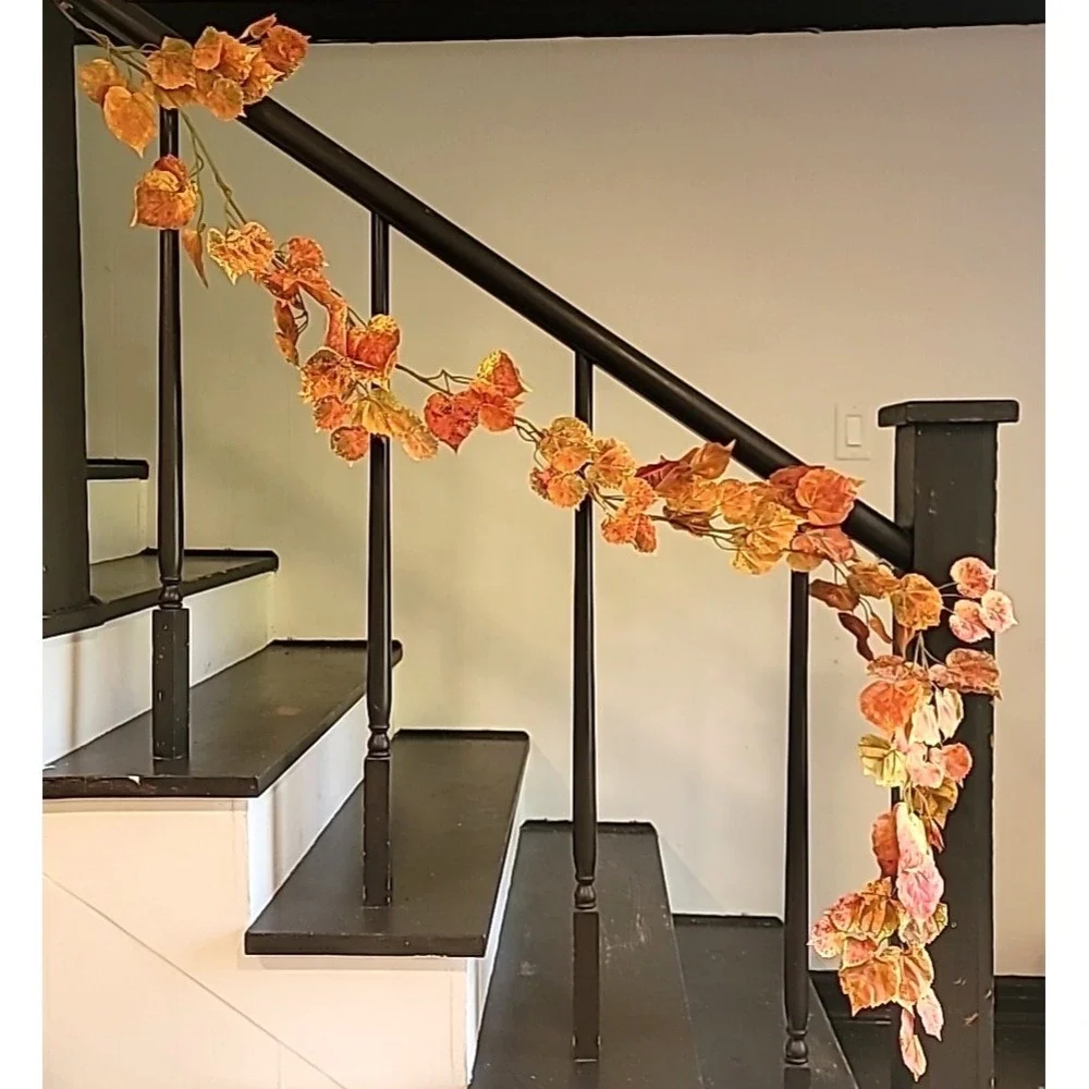 4 piece Artificial Aspen Leaf -2 Stems & 2 6ft Garland Fall/Thanksgiving Decor